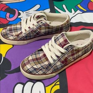 Polo Ralph Lauren Cranberry Plaid Size 4.5